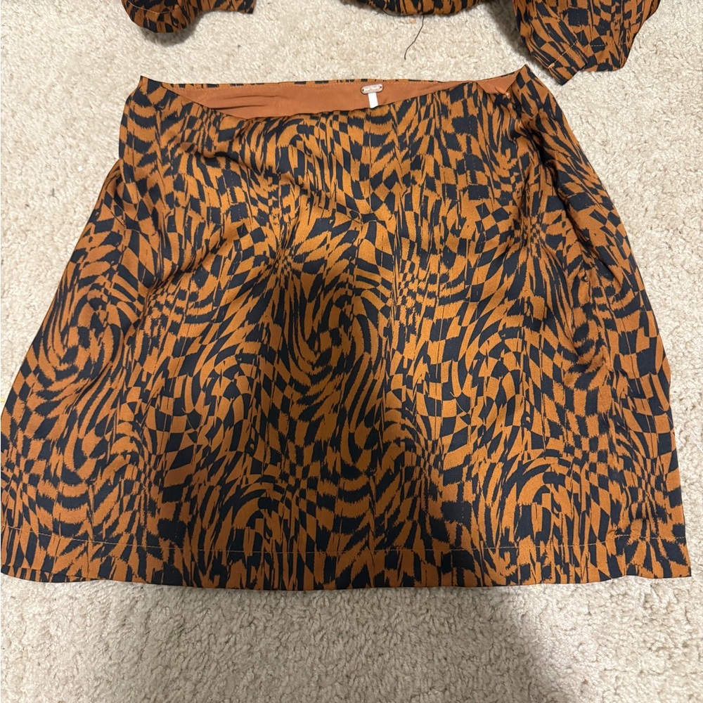 Free People Orange and Black Mini Skirt